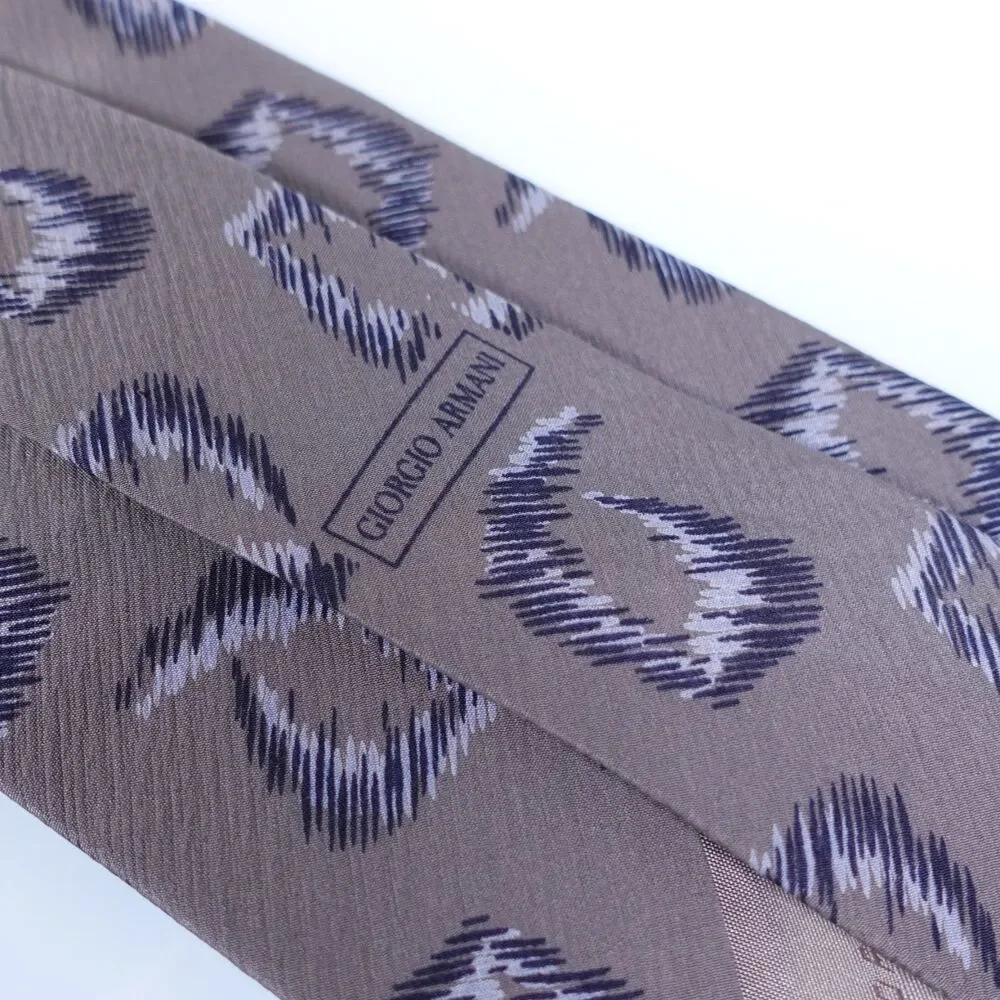 Giorgio Armani Cravatte Necktie Tie Silk Brown Geometric Pattern Made in Italy